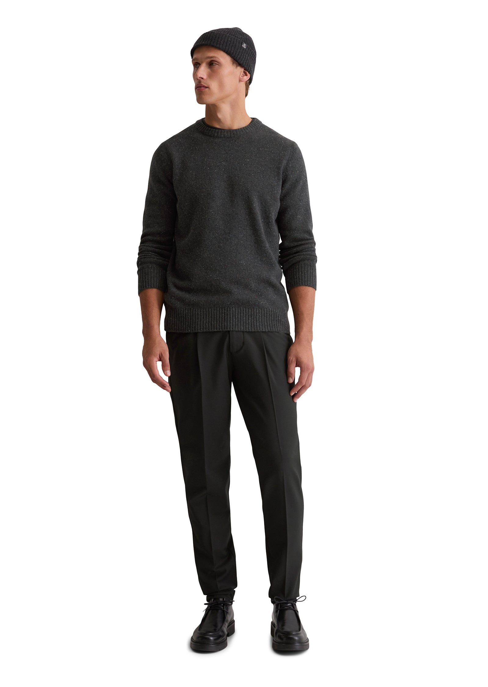 Strickpullover aus Wollmix Regular Fit - 989-dark grey melange - Grau