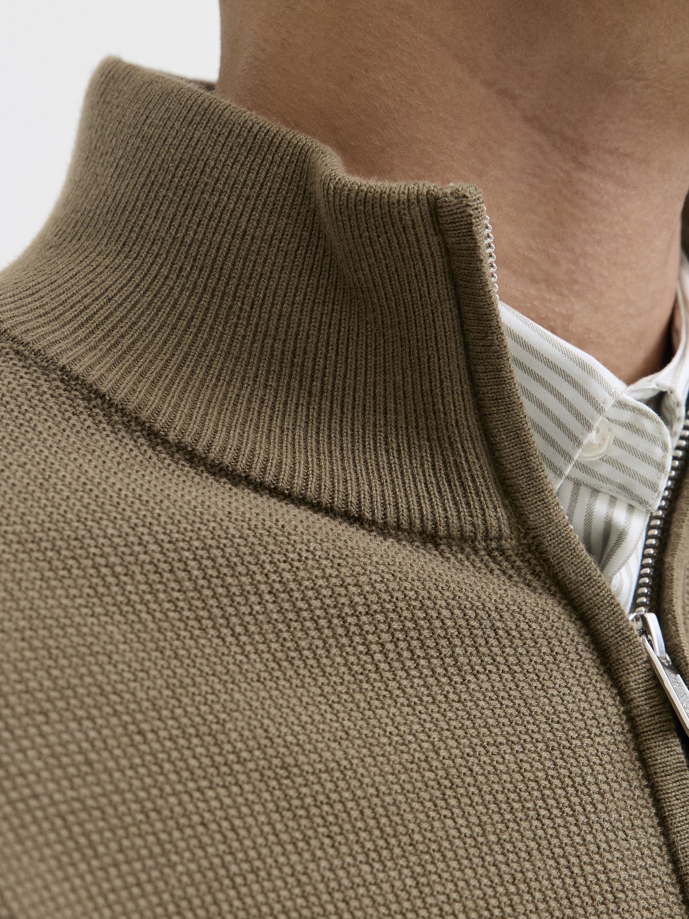 Strickjacke aus Bio-Baumwolle - Stone Gray - Grün