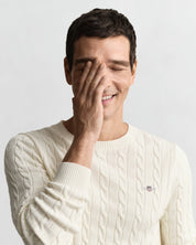 Strickpullover mit Zopfmuster - 130-CREAM - Creme