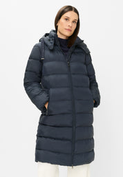 Steppmantel mit Kapuze - 0091 - Blau