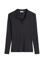 Langarmshirt aus Baumwollmix - 888-deep night blue - Blau