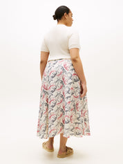 A-Linienrock Midi aus Leinen - 0F6-BEIGE - Creme