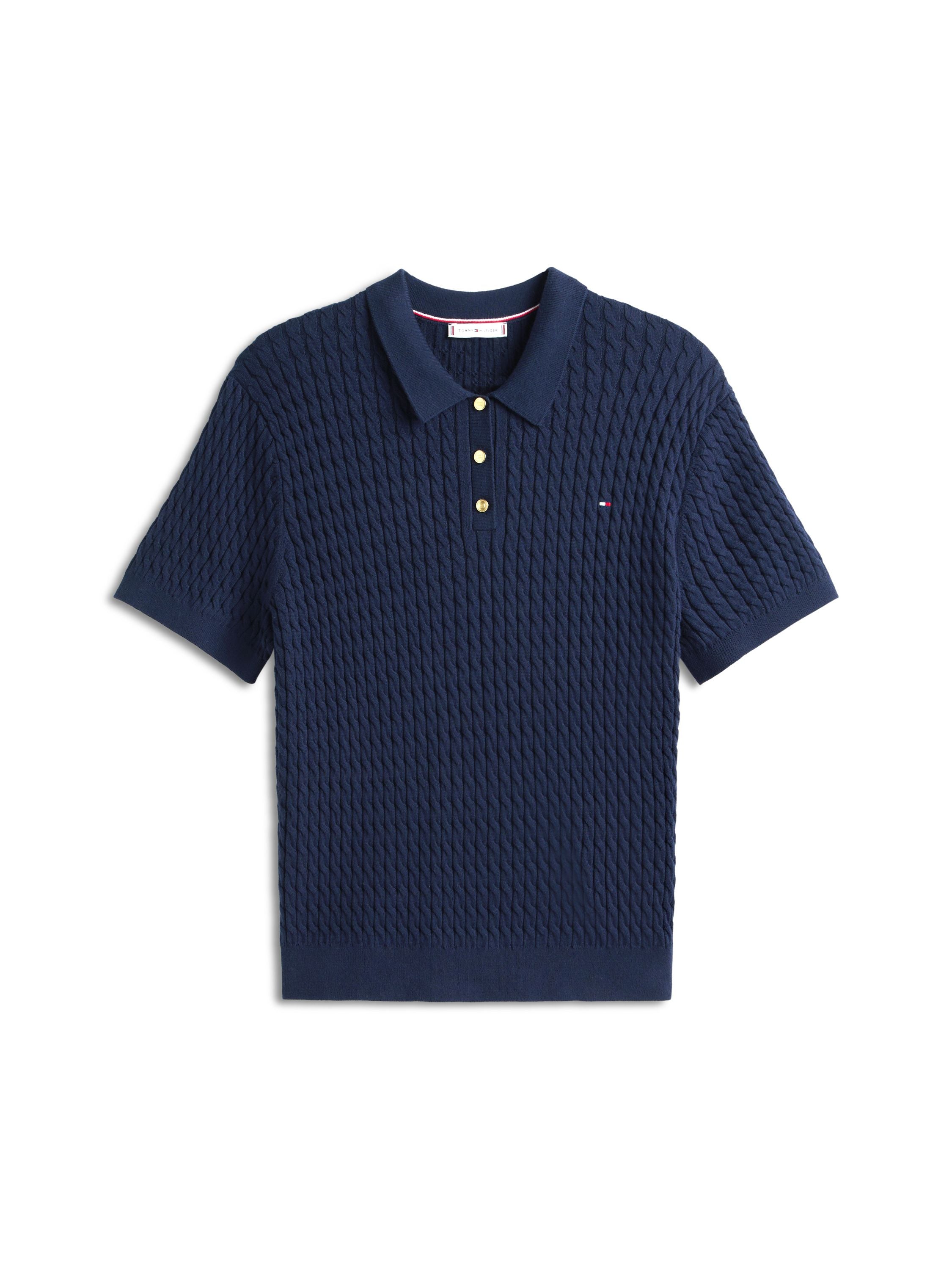 Strick-Poloshirt aus Baumwolle - C1G-BLUE - Blau