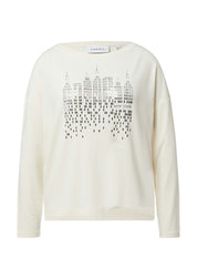 Langarmshirt aus Viskose - 04L0-WHITE - Creme