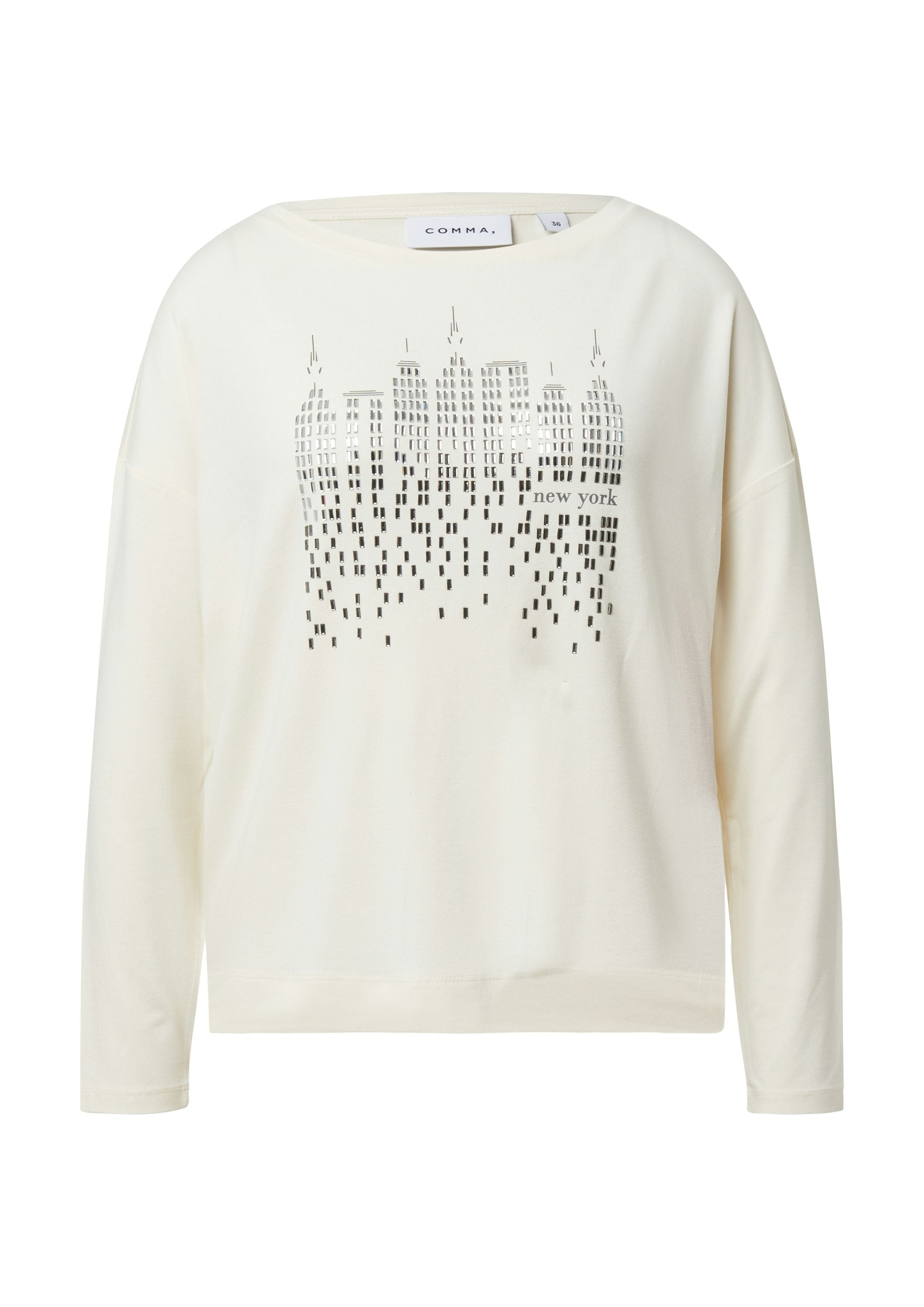 Langarmshirt aus Viskose - 04L0-WHITE - Creme