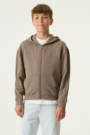 Sweatshirtjacke aus Baumwollmix - 5068-taupe grey - Braun