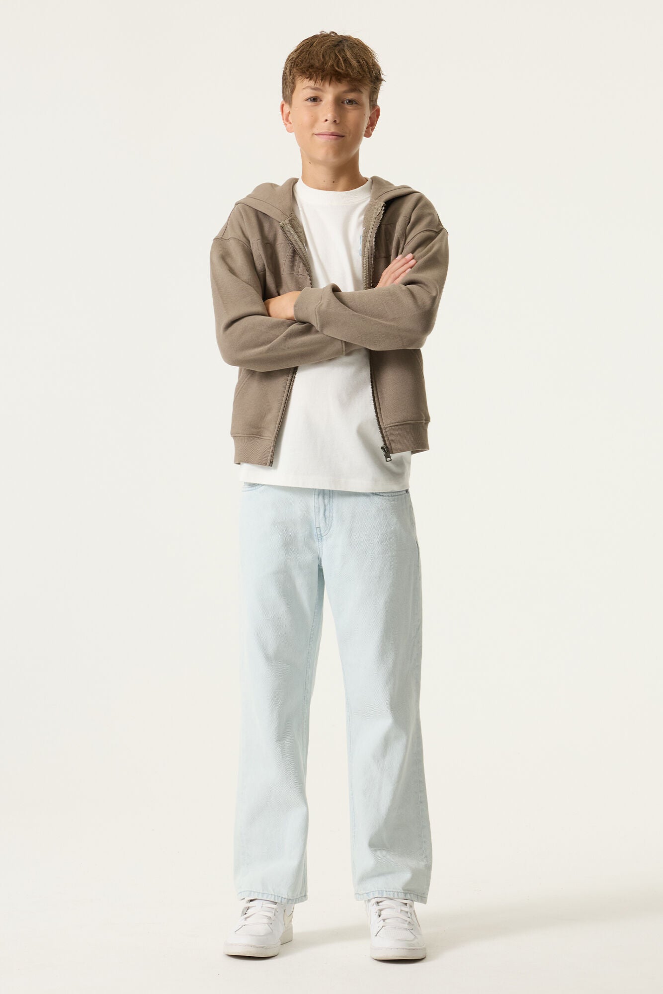 Sweatshirtjacke aus Baumwollmix - 5068-taupe grey - Braun