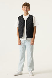 Steppweste mit V-Ausschnitt - 60-black - Schwarz