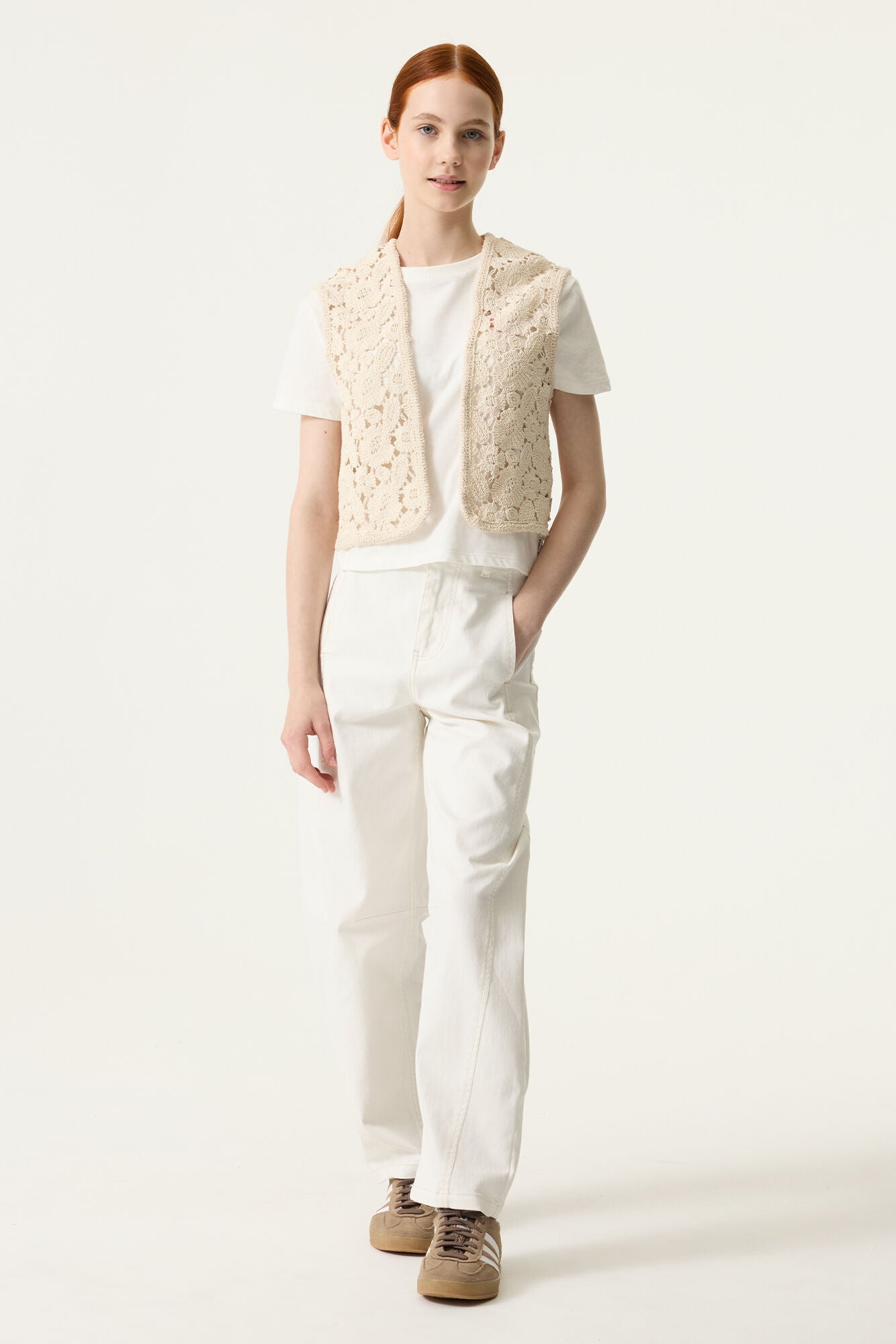 Jacke gehäkelt aus Baumwolle - 1448-ecru - Beige