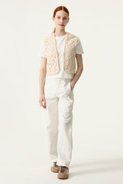 Jacke gehäkelt aus Baumwolle - 1448-ecru - Beige