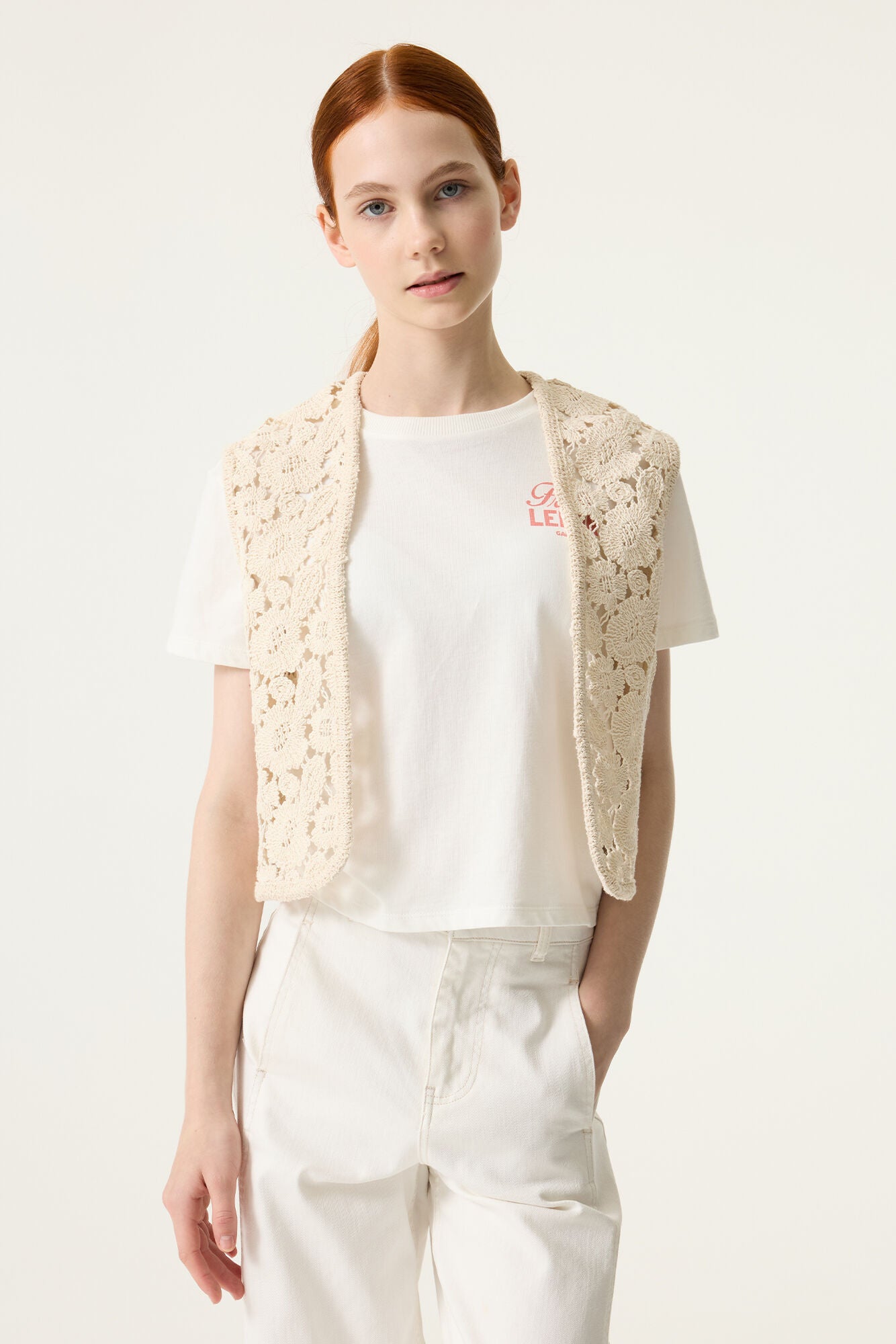 Jacke gehäkelt aus Baumwolle - 1448-ecru - Beige