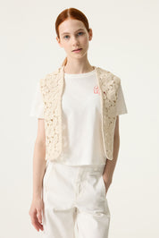 Jacke gehäkelt aus Baumwolle - 1448-ecru - Beige