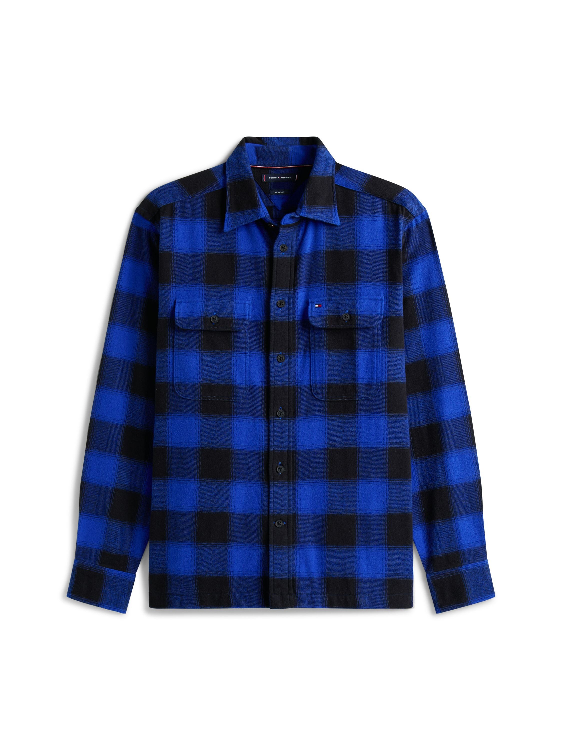 Flannel Hemd Regular Fit - 0MS-BLUE - Blau