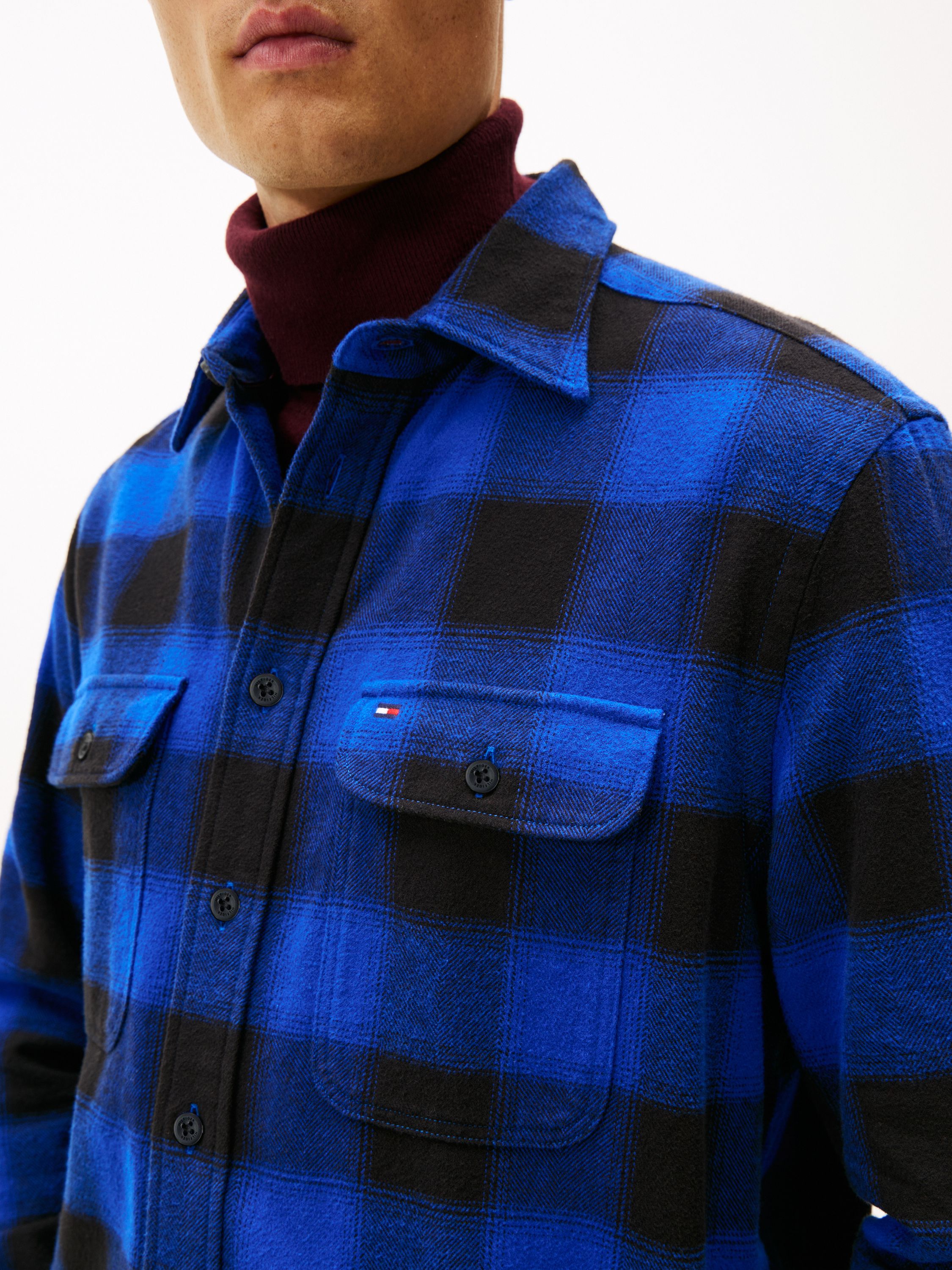 Flannel Hemd Regular Fit - 0MS-BLUE - Blau