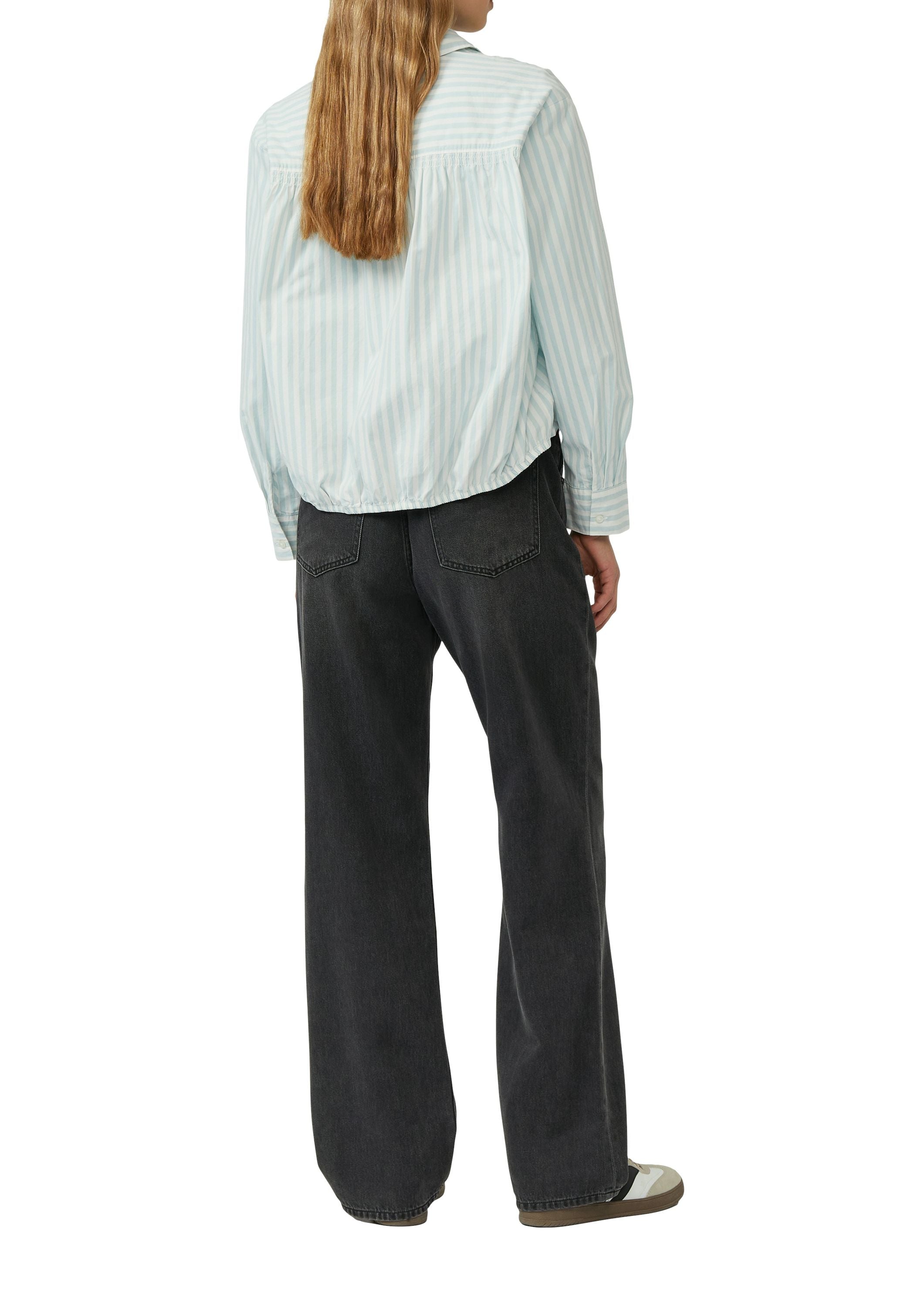 Baumwoll-Bluse Relaxed Fit - 64G9-BLUE GREEN - Blau