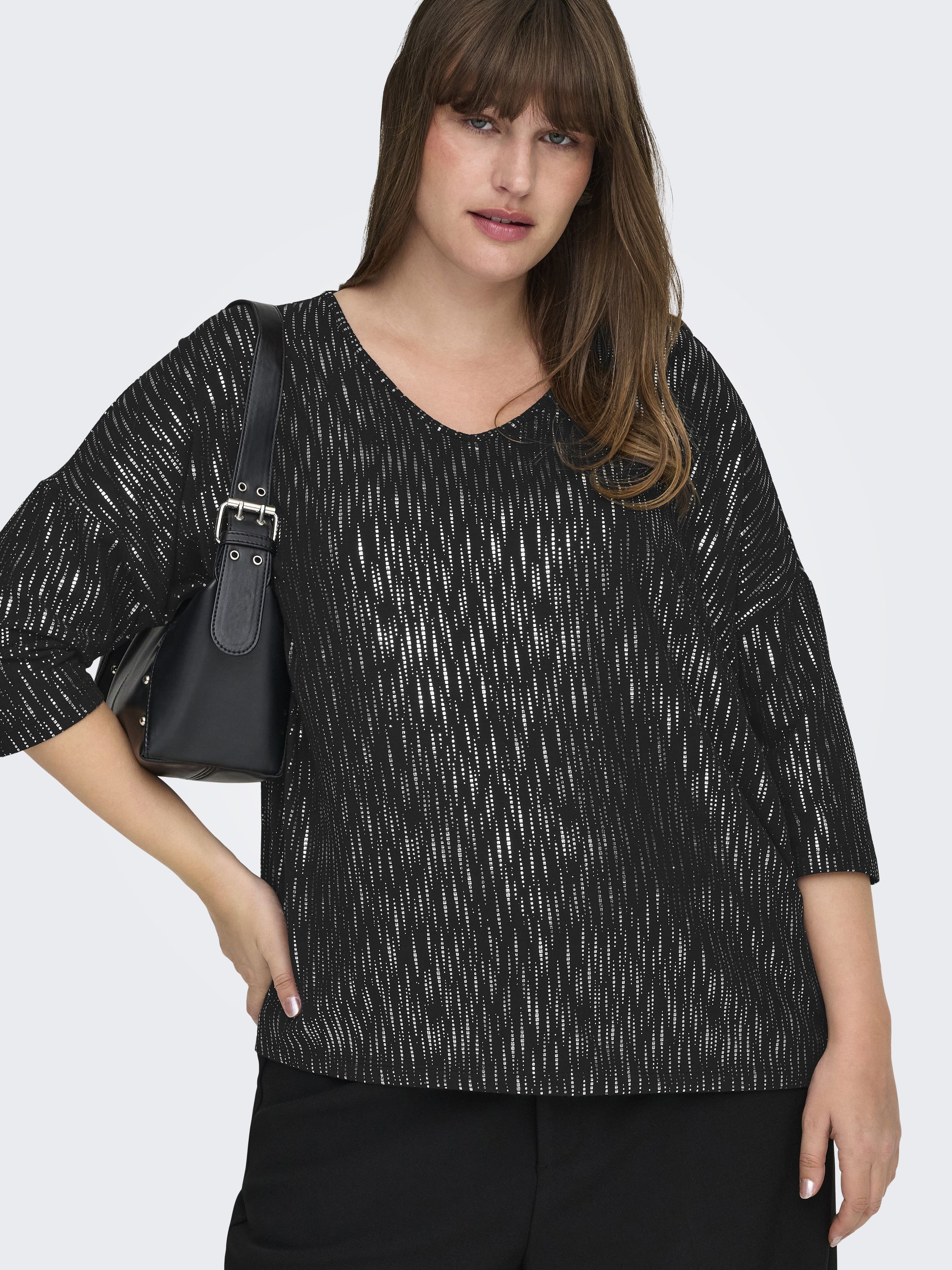 Langarmshirt FOILA - Black/SILVER FOIL - Schwarz