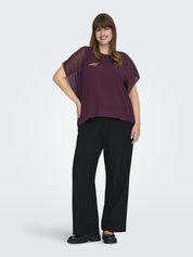 Chiffon-T-Shirt mit Rundhalsausschnitt - Winetasting - Rot