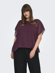 Chiffon-T-Shirt mit Rundhalsausschnitt - Winetasting - Rot