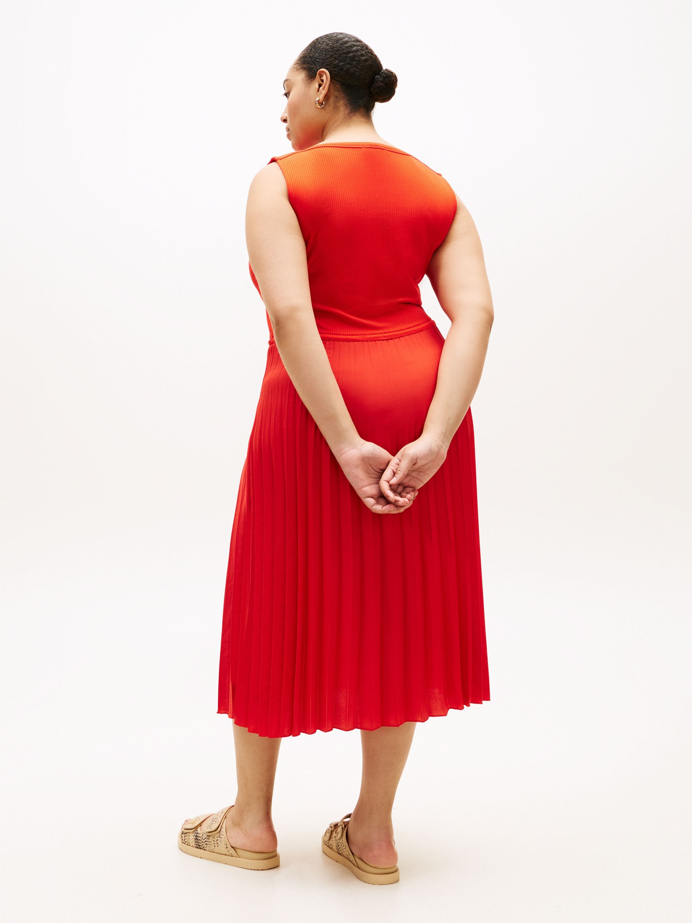 Freizeitkleid Midi mit Plisseerock - SNE-ORANGE - Rot