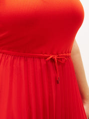 Freizeitkleid Midi mit Plisseerock - SNE-ORANGE - Rot