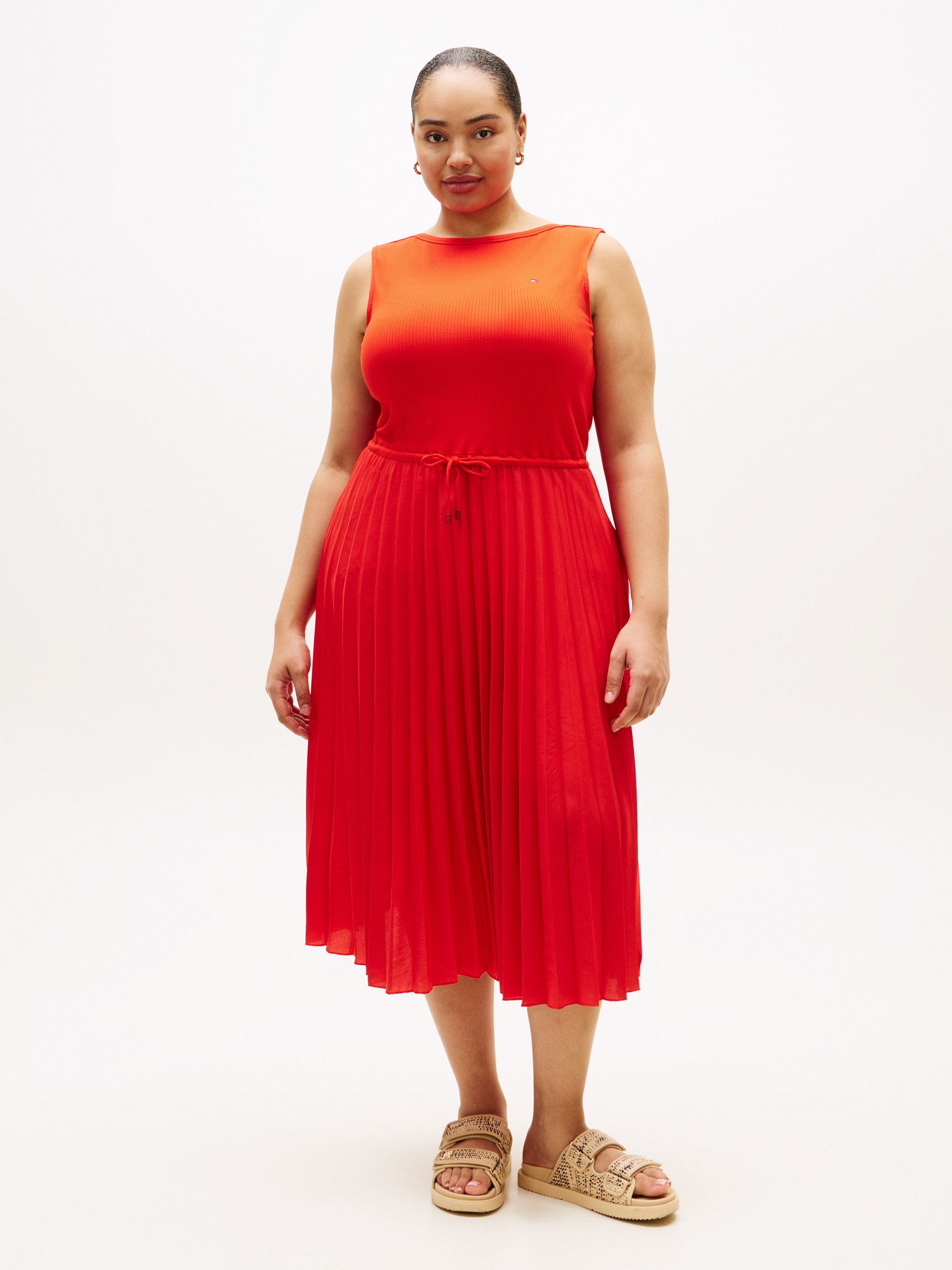 Freizeitkleid Midi mit Plisseerock - SNE-ORANGE - Rot