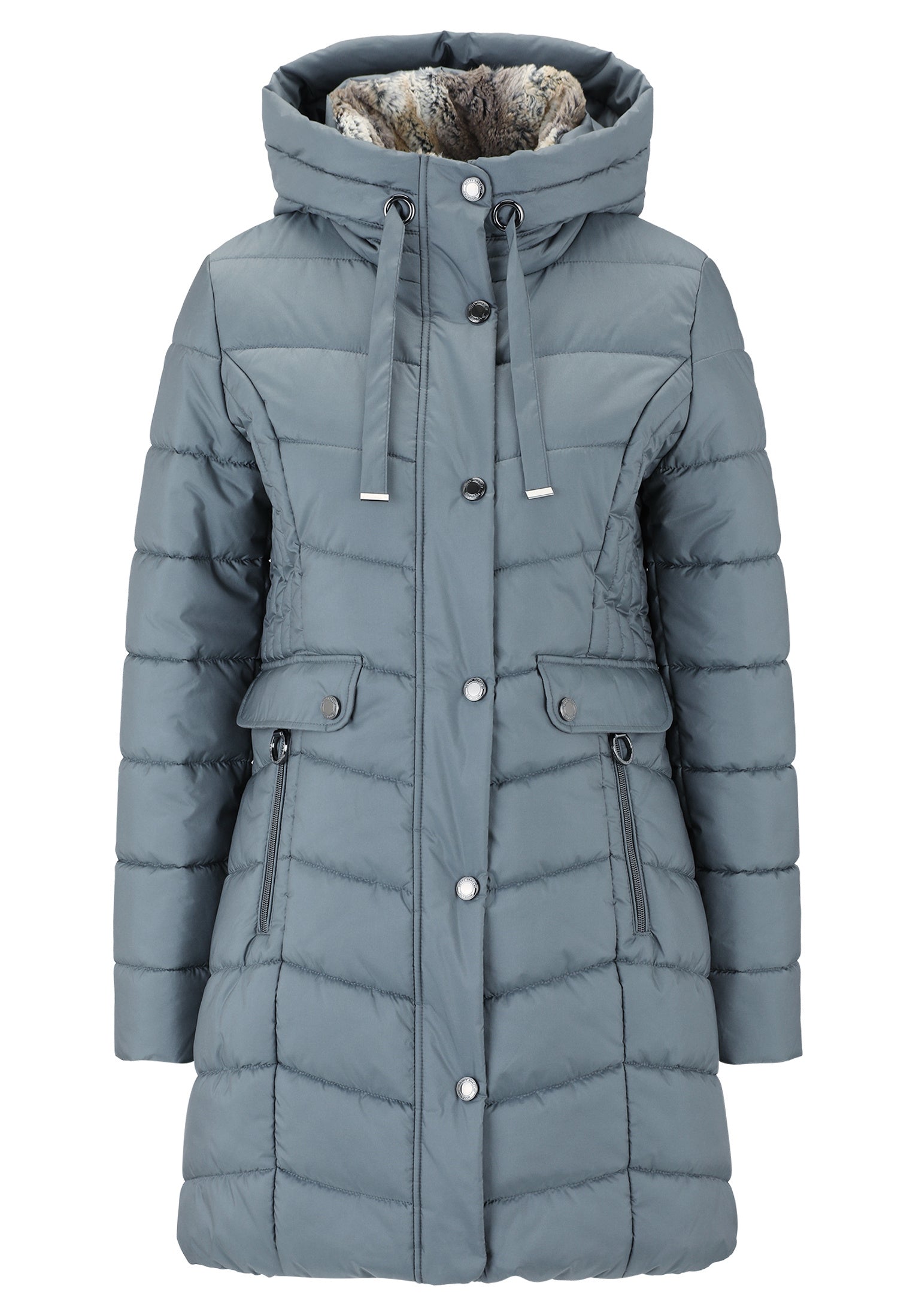 Steppmantel mit Kapuze - 8398-Ashley Blue - Blau