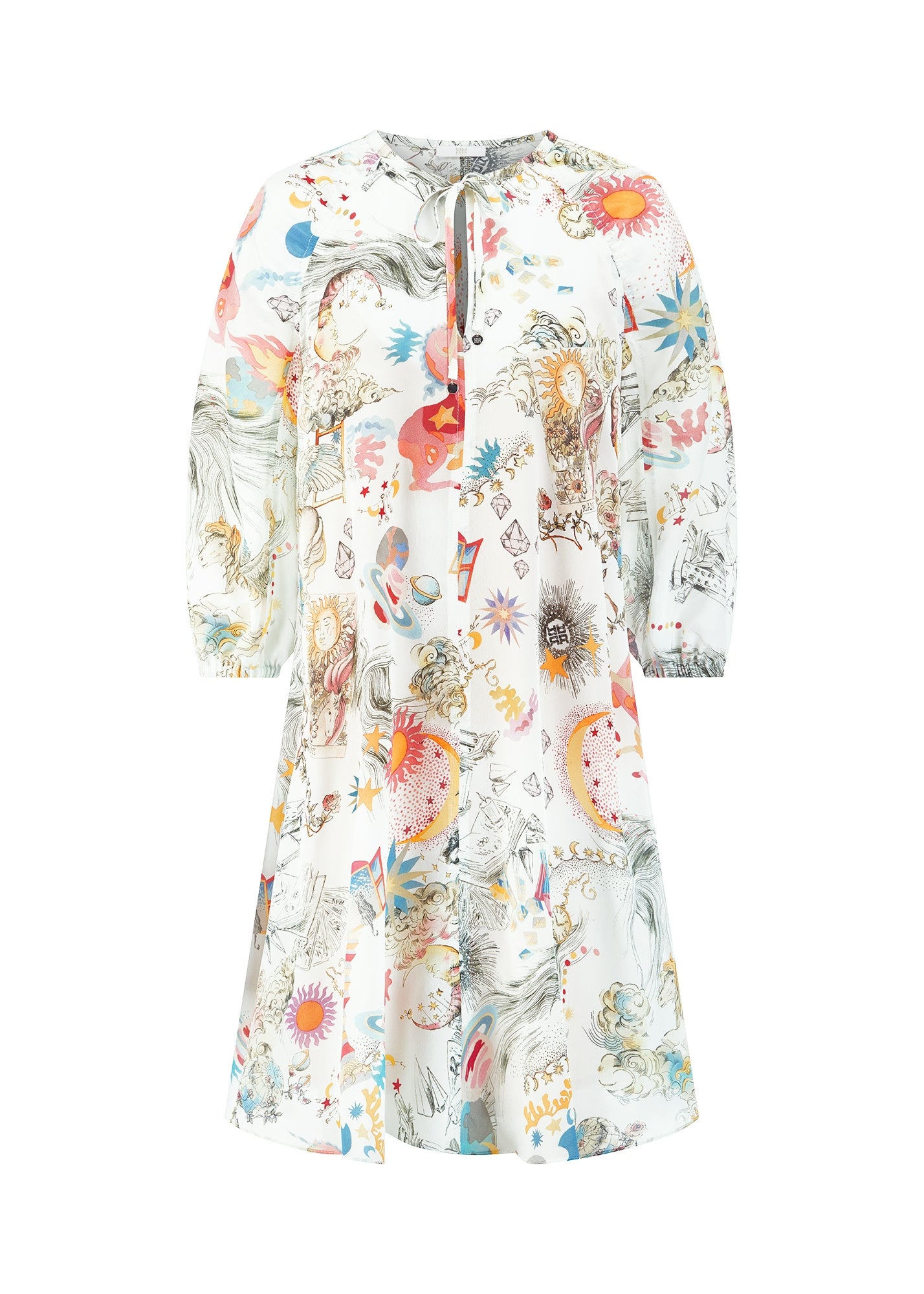 Sommerkleid Mini gemustert - 143-offwhite patterned - Weiß