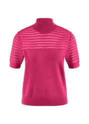 Strickshirt mit transparenten Streifen - 342-kiss - Pink