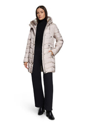 Steppmantel mit Kapuze - 9300-Silver Cloud - Grau