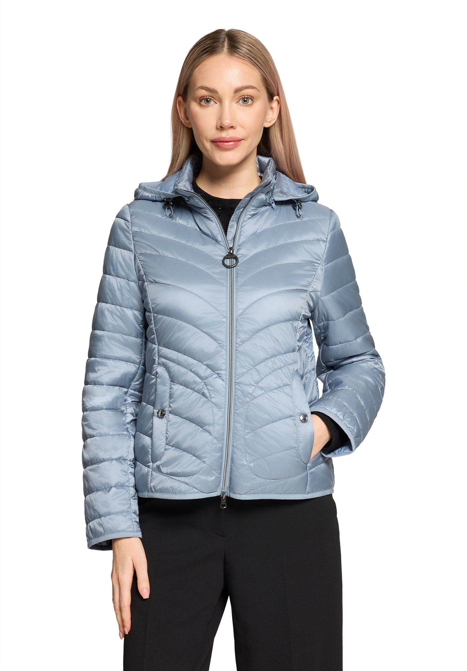 Steppjacke mit abnehmbarer Kapuze - 8380-Faded Blue - Blau