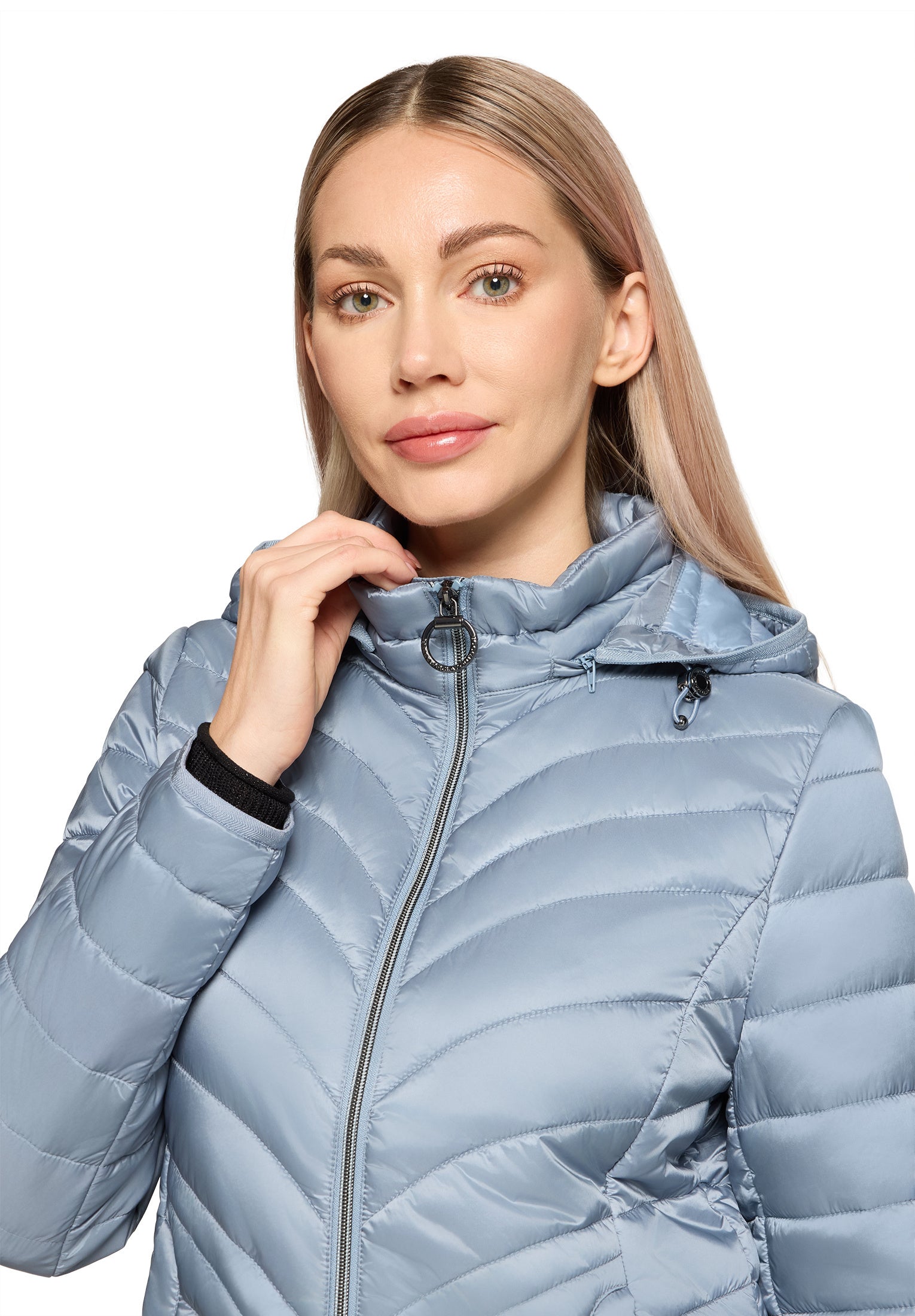 Steppjacke mit abnehmbarer Kapuze - 8380-Faded Blue - Blau