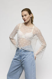 Langarmshirt AVERO transparent - IYP - Weiß