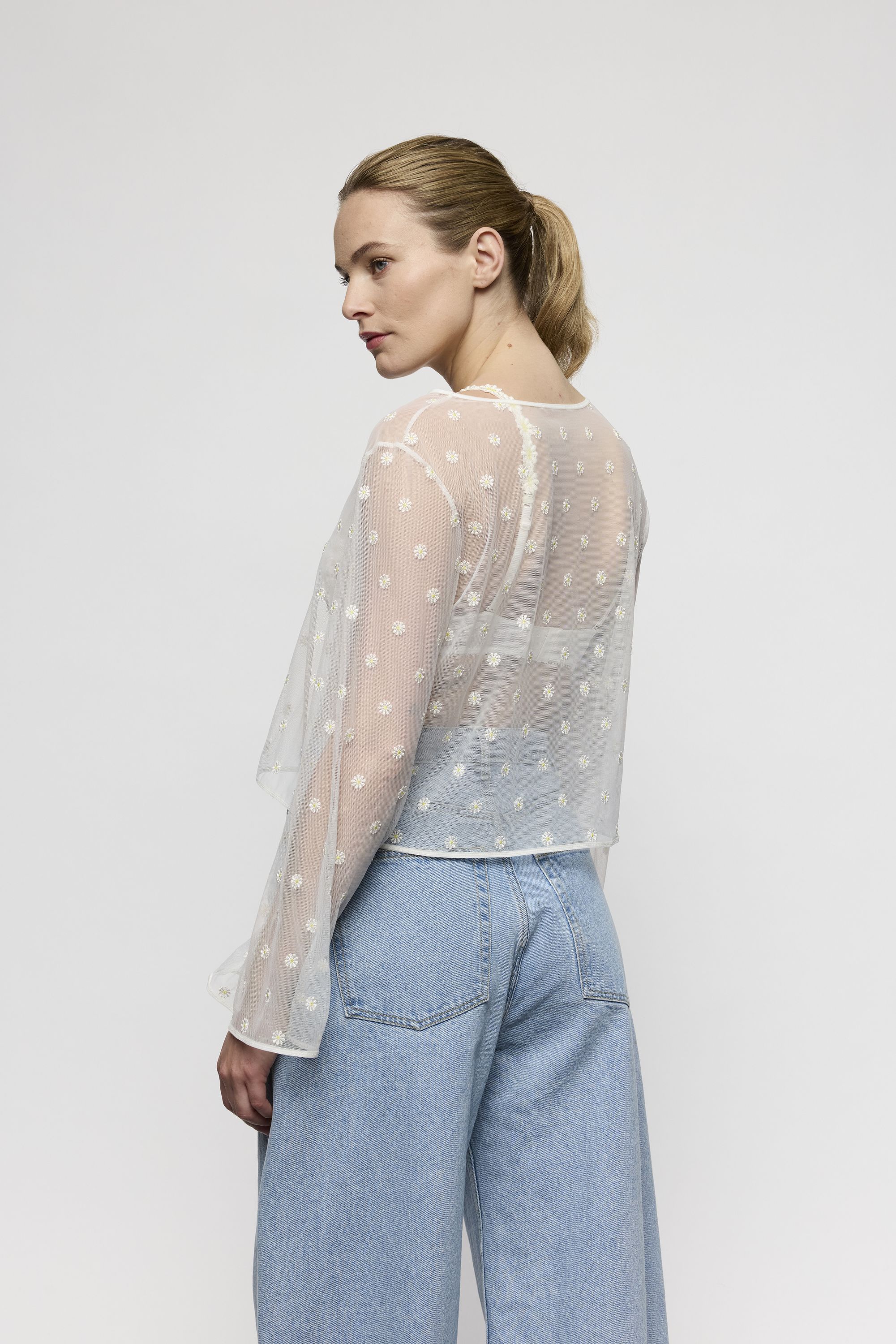 Langarmshirt AVERO transparent - IYP - Weiß