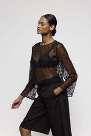 Langarmshirt DAISY transparent - ZWA - Schwarz