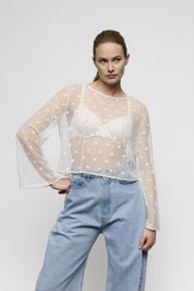 Langarmshirt AVERO transparent - IYP - Weiß