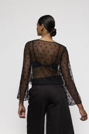 Langarmshirt DAISY transparent - ZWA - Schwarz