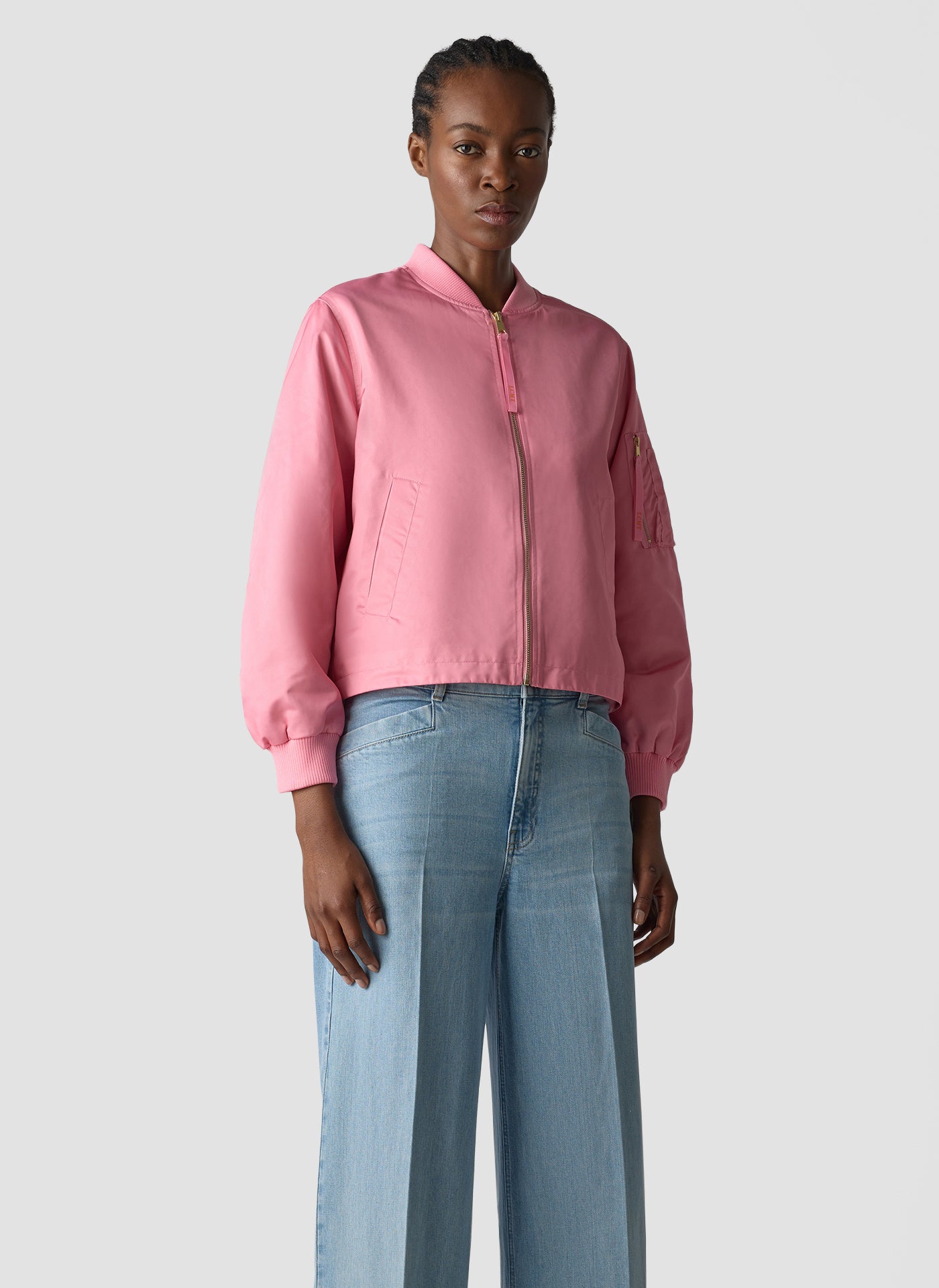 Bomberjacke mit Bünchenkragen - 6212-ROSA - Rosa