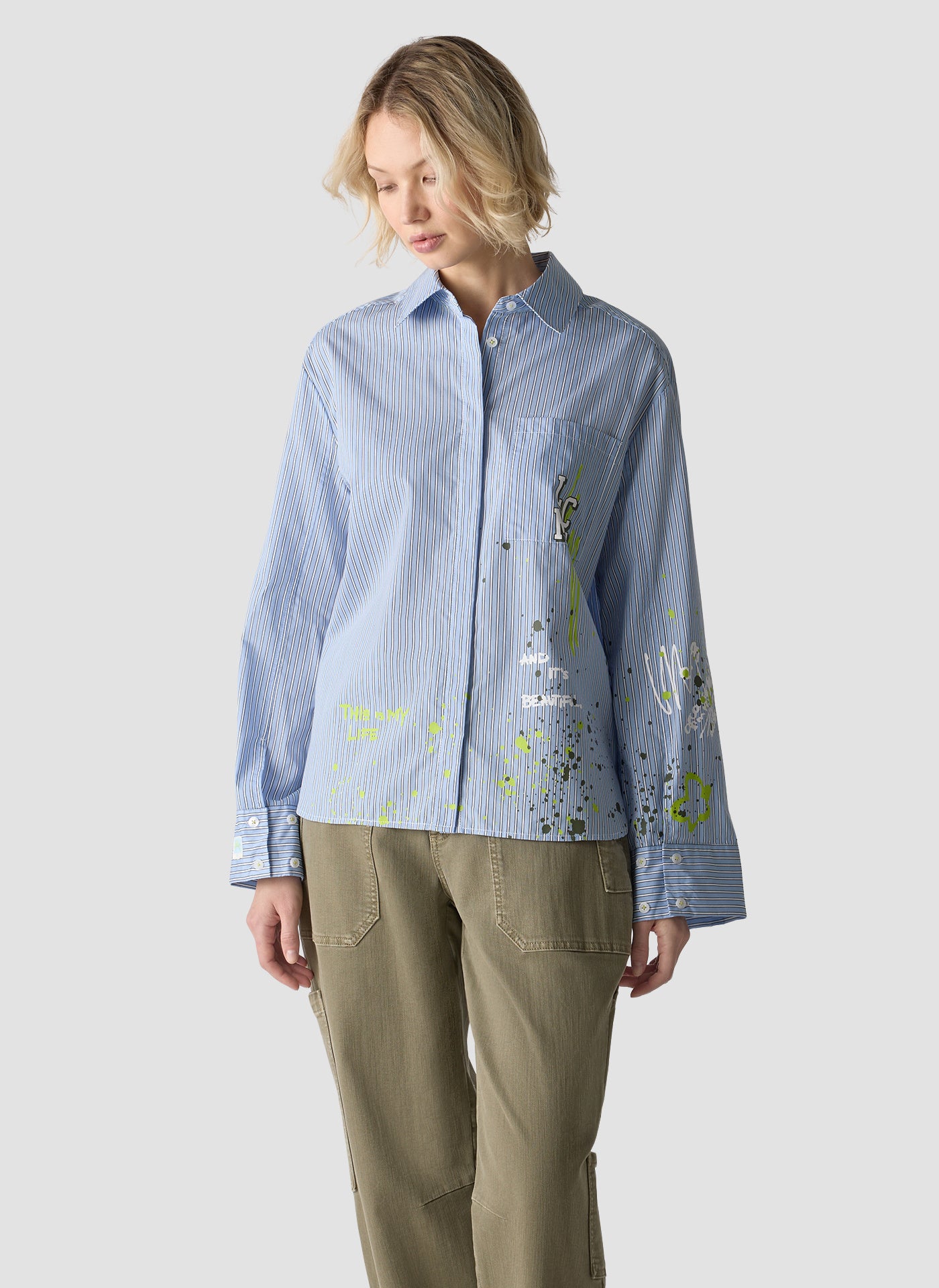 Bluse Oversized Fit - 6301-LICHTBLAU - Blau