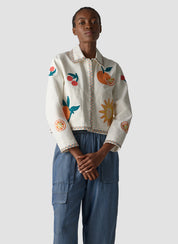 Sommerjacke aus Baumwolle - 6601-Natur - Weiß