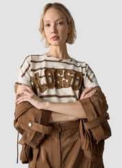 T-Shirt aus Baumwollmix - 6667-NOUGAT - Braun