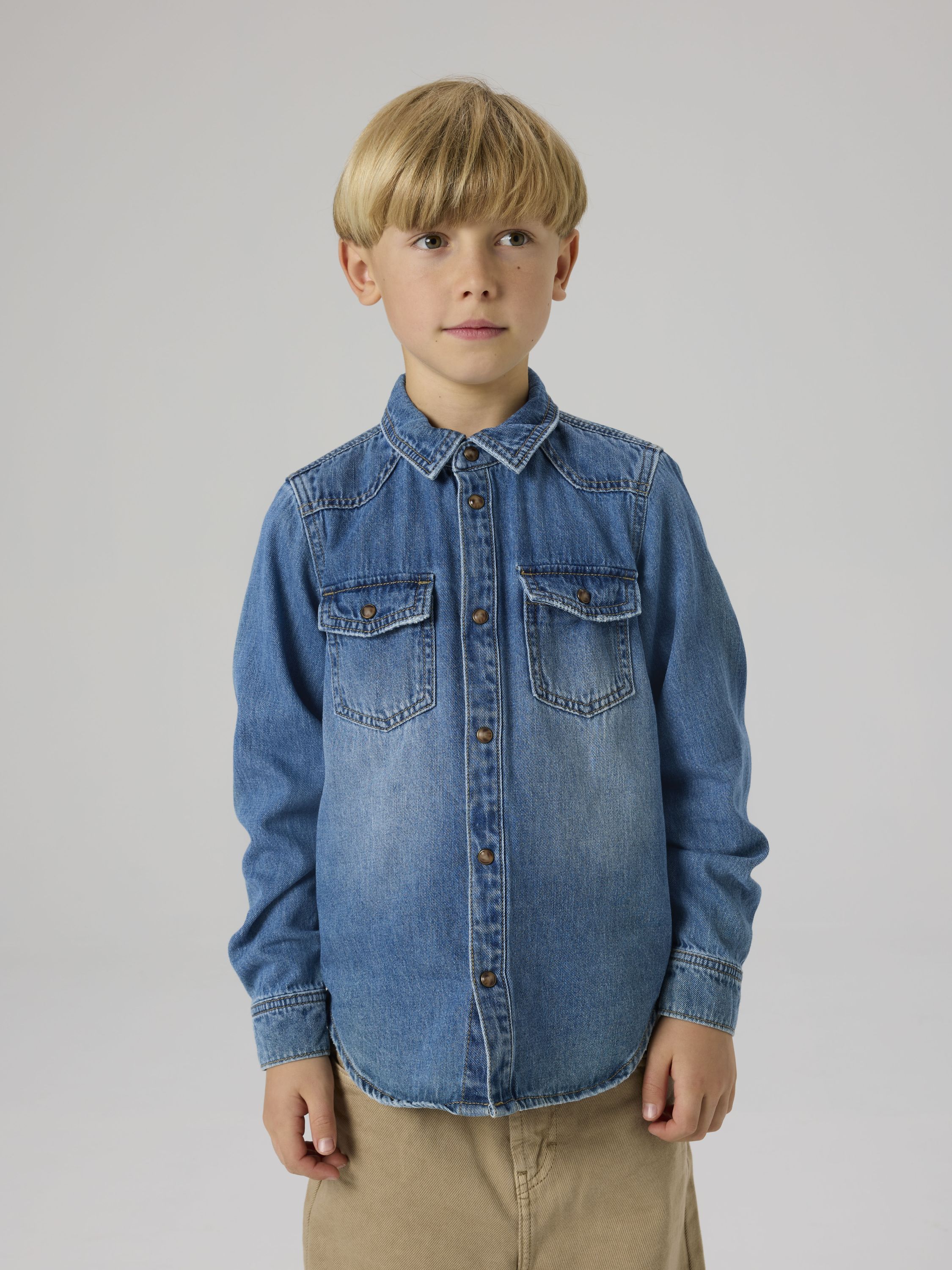 NKMKIM DNM LS SHIRT 6677-OZ T - Medium Blue Denim - Blau