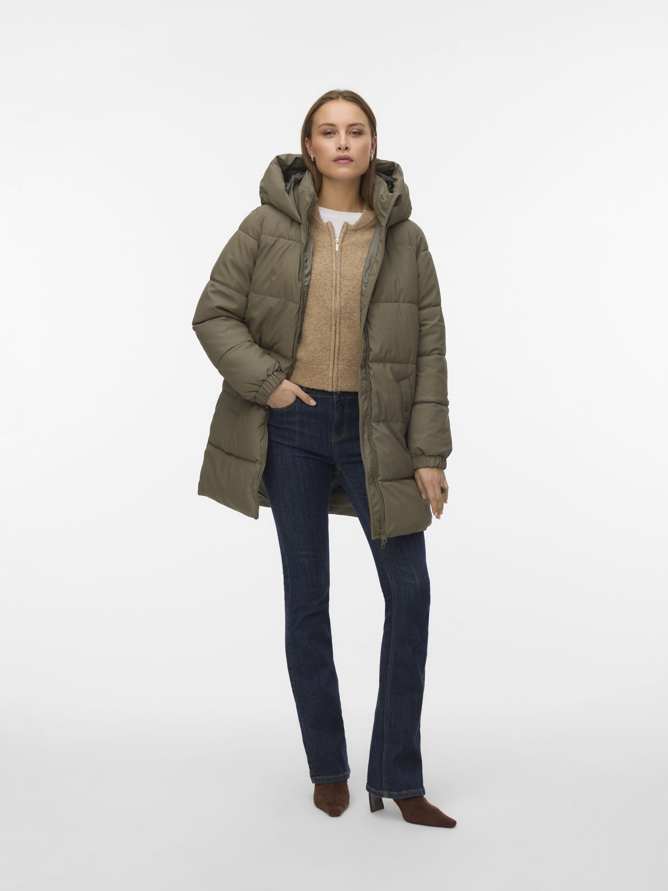 Winterjacke mit Kapuze - Bungee Cord - Grau