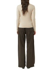 Langarmshirt gestreift - 80G0-BROWN - Beige