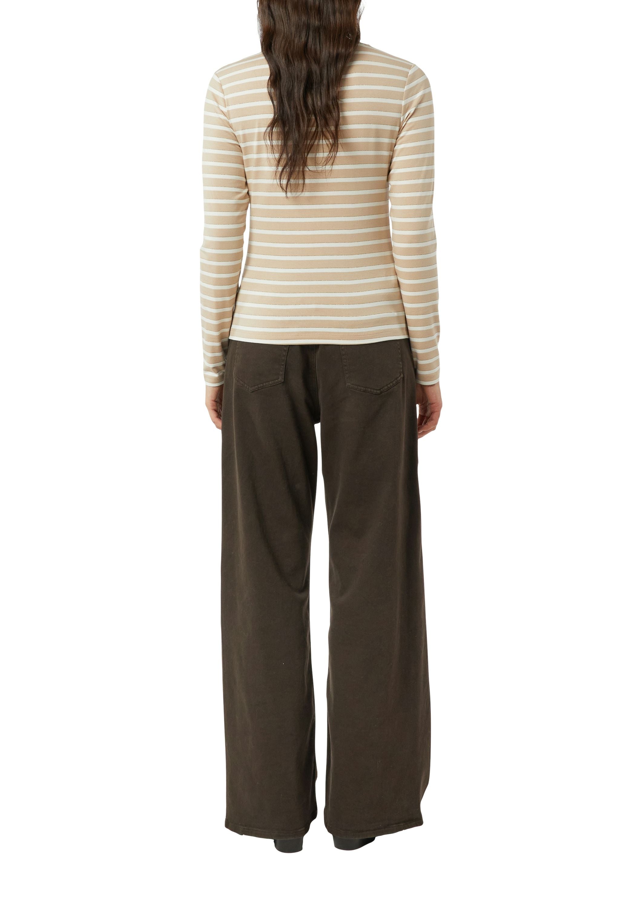 Langarmshirt gestreift - 80G0-BROWN - Beige