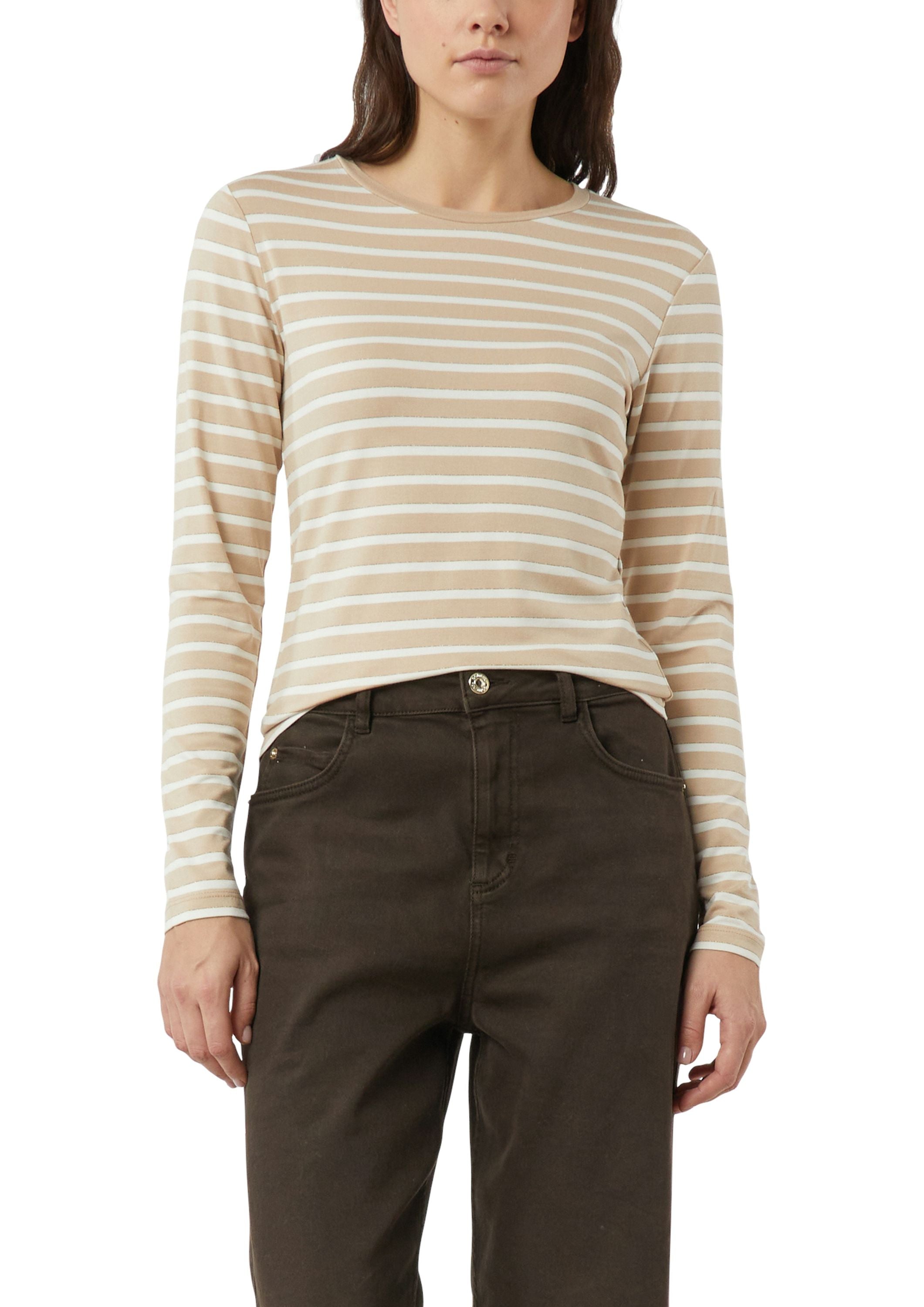 Langarmshirt gestreift - 80G0-BROWN - Beige