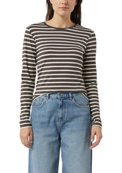 Langarmshirt gestreift - 89G0-BROWN - Braun