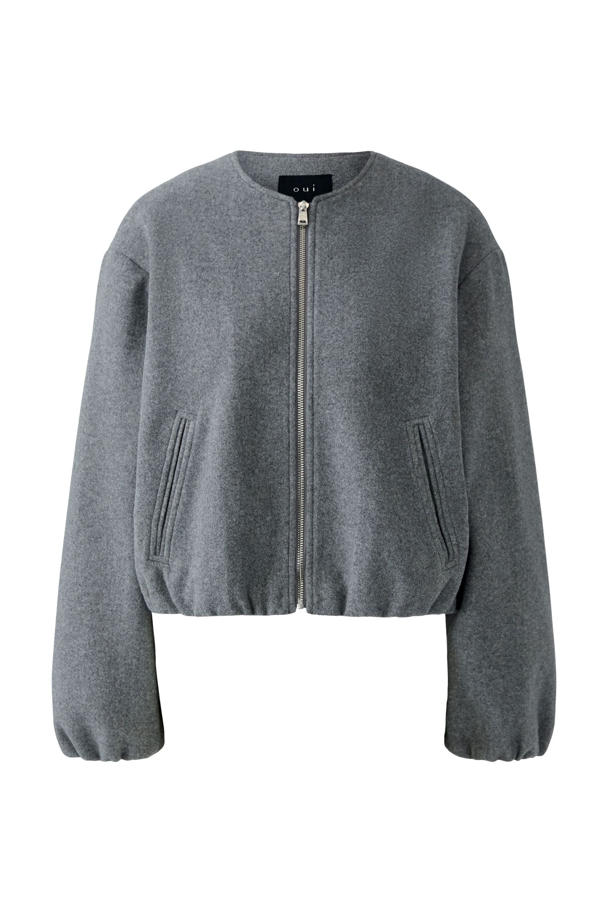 Blouson in graumelierter Wolloptik - 9513-grey - Grau