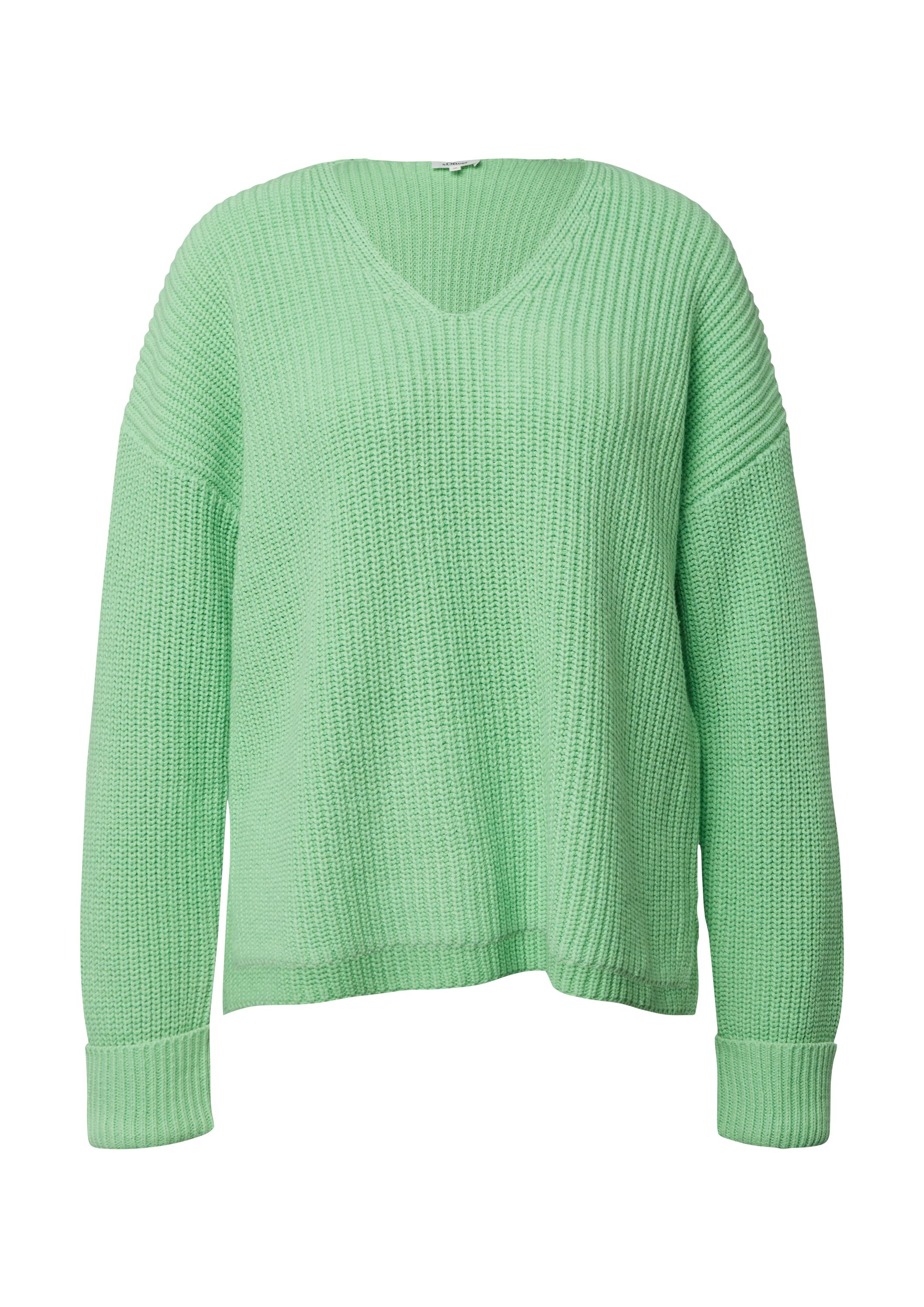 Strickpullover mit V-Ausschnitt im Relaxed Fit - 7269-GREEN - Grün