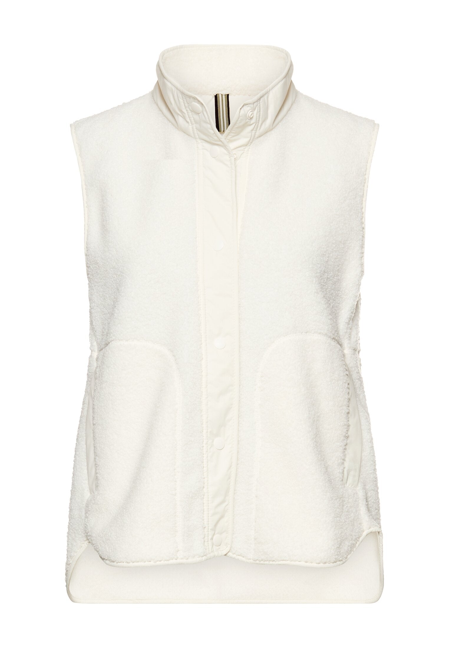 Teddy-Weste mit Stehkragen - 01-Milkwhite - Weiß