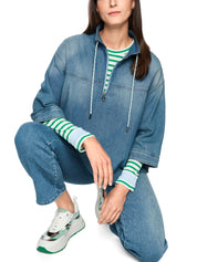 Jeansbluse mit Stehkragen - 353 - Blau